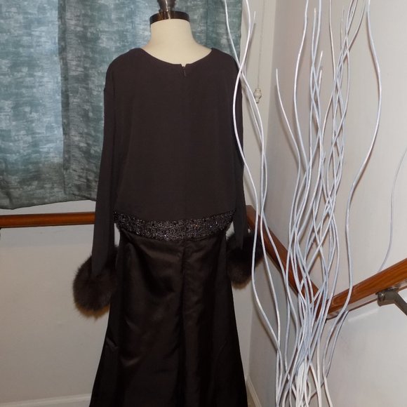 NWT VICTORIA ROYAL by Mary Bays Vintage Dress Evening Brown Gown Plus Size 18 - Picture 6 of 10